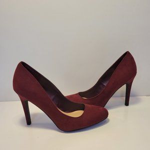 LC Lauren Conrad Blossom Wine Suede Pumps High Heels Burgundy - SIZE 6M